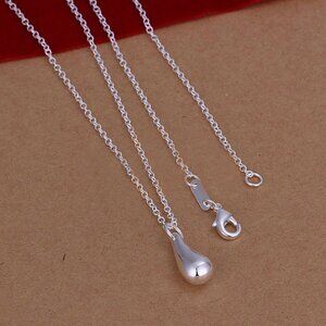 Sterling Silver Necklace S 16" long Sterling Silver stamped 925 Rain Drop